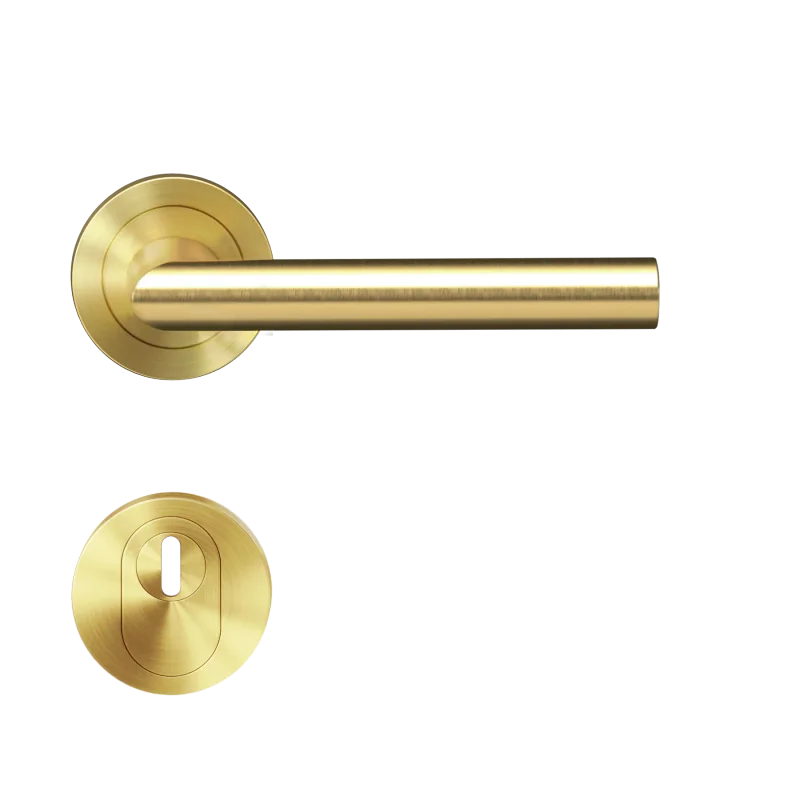Verona - Stainless Steel Door Handle Set with SKG*** Safety Rosette, Gold – thumbnail 1